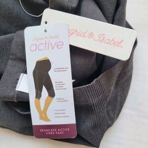 Ingrid & Isabel Over Belly Active Maternity Knee Gray Leggings Size Large